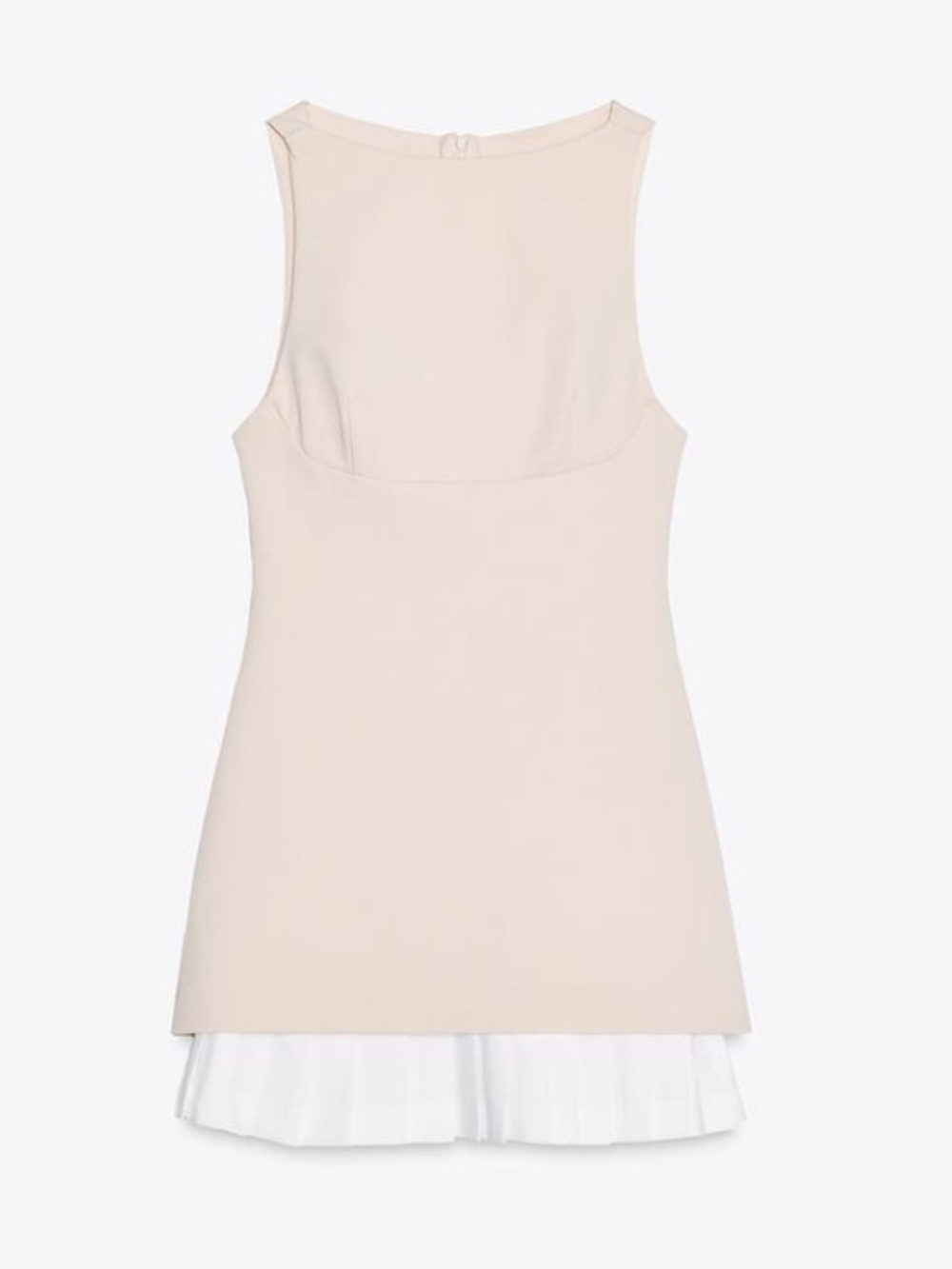 ZARA COMBINATION SHORT POPLIN DRESS - LIGHT TAN